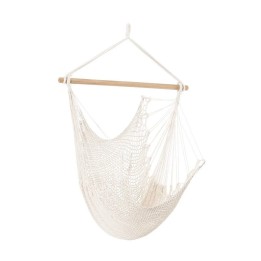Hamac suspendu contemporain en tissu poly-coton et en bois de
