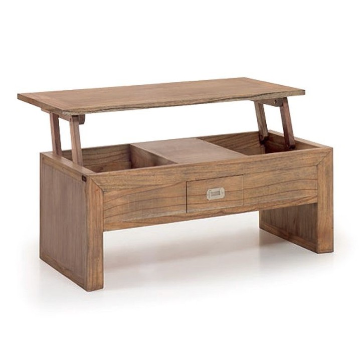 Table Basse Bois Massif Relevable pour Salon en Bois Modern et Cont...