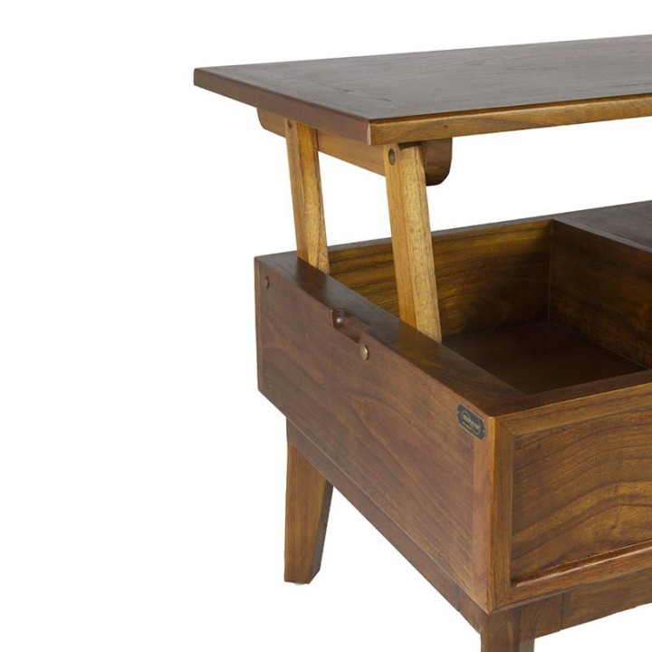 Table Basse Bois de Mindi Relevable pour Salon Contemporain