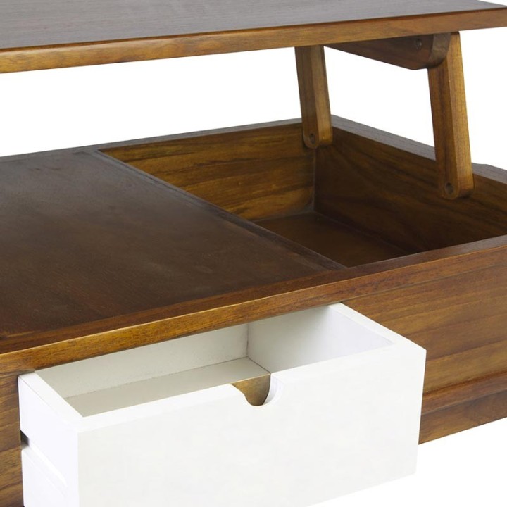 Table Basse Bois de Mindi Relevable pour Salon Contemporain