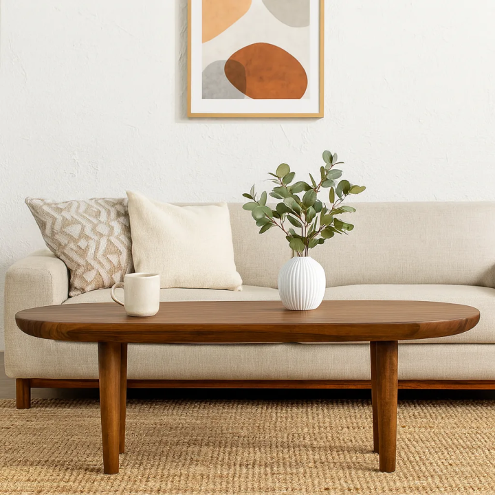 Table Basse Bois Suar Forme Irrégulière pour Salon Contemporain