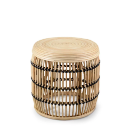 Table Basse Bois en Rotin Bicolores Salon Contemporain