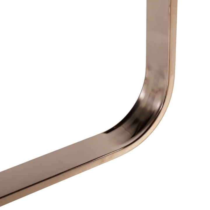 Table Basse Carrée en Bois avec Acier Inoxydable & Verre Trempé