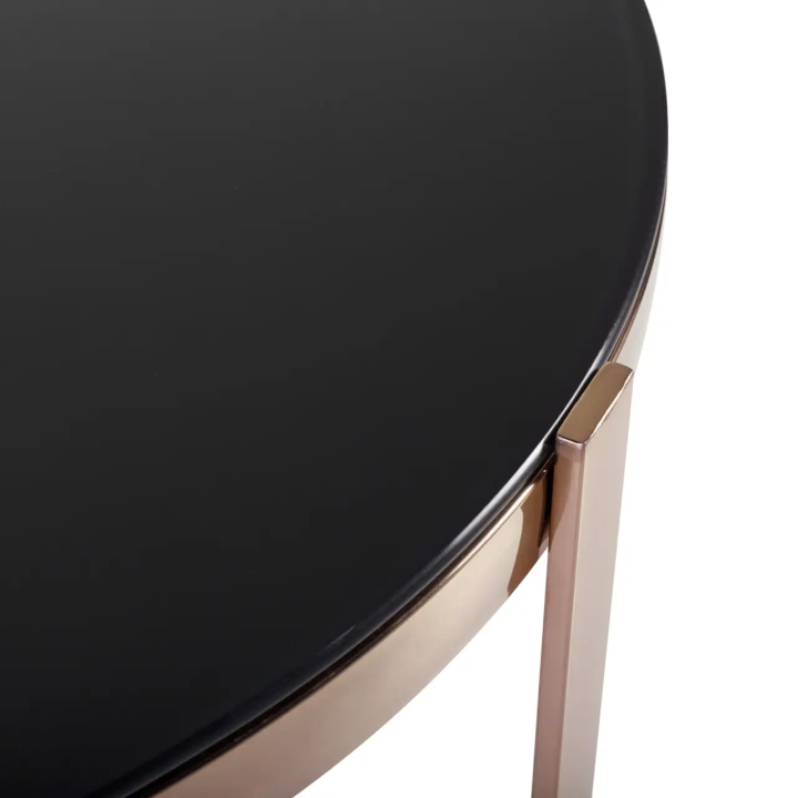 Table Basse Acier Inoxydable & Verre Trempé Noir pour Salon en bois...