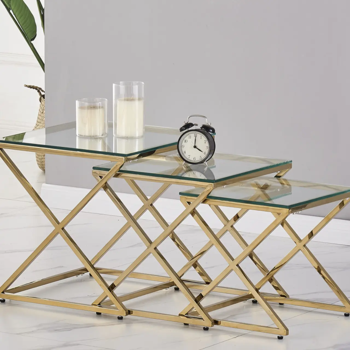 Table Basse en Bois & Verre & Acier Salon Contemporain Cette table ...