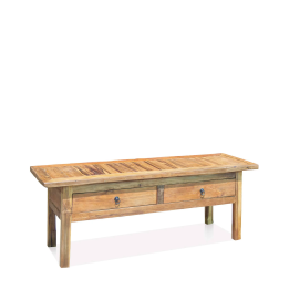 Table Basse en Teck avec 2 Tiroirs en Design Naturel Cette table ba...