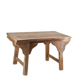 Table Basse en Teck Naturel - Pieds Massifs, Surface Lisse