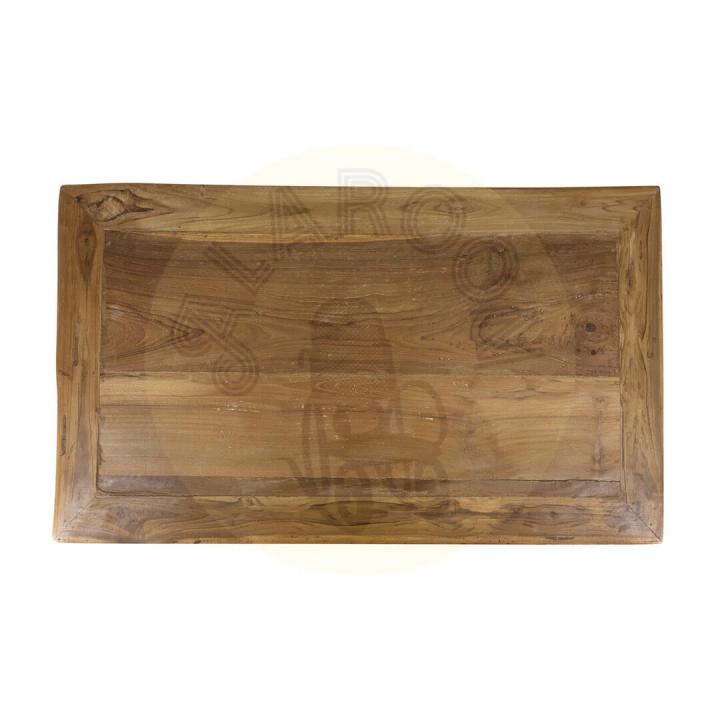 Table Basse en Teck Naturel - Pieds Massifs, Surface Lisse