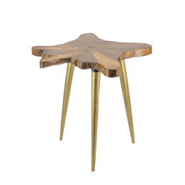 Table Racine Bois de Teck Dorée - Meuble en Bois Massif Contemporain