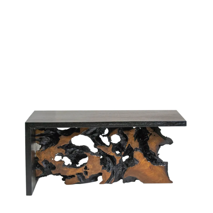 Table Basse Bois de Teck Organiques pour Salon Contemporain, signat...