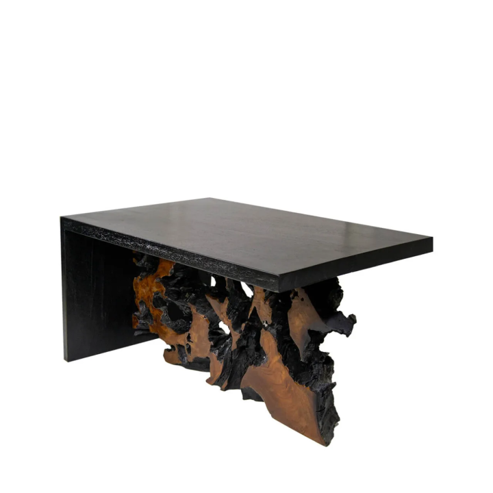 Table Basse Bois de Teck Organiques pour Salon Contemporain, signat...