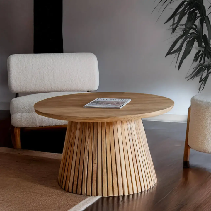 Table Basse Rondes en Teck pour un Salon Contemporain Cette table b...