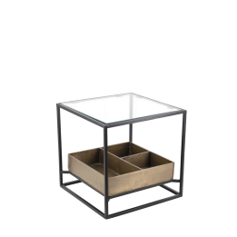 Table métal & verre contemporaine en bois massif