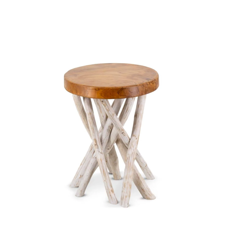 Table d'Appoint en Bois Massif Rondes pour Salon Contemporain