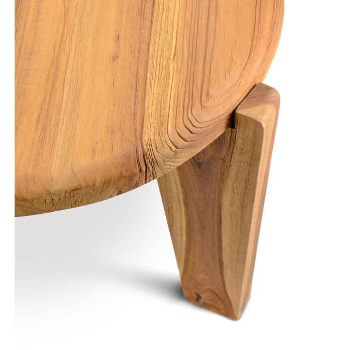 Table Basse en Bois Teck Rond, Signature de Style Contemporain