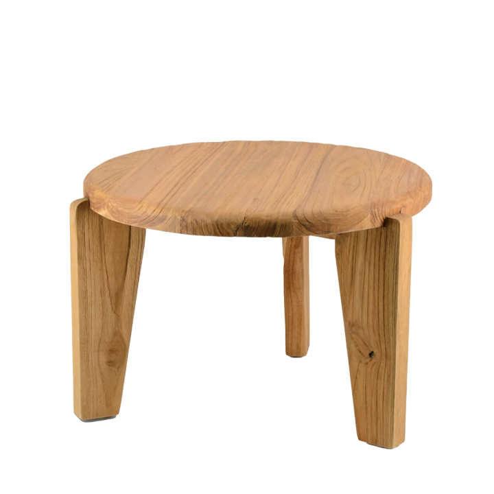 Table Basses en Teck Circulaire pour Salon Contemporain