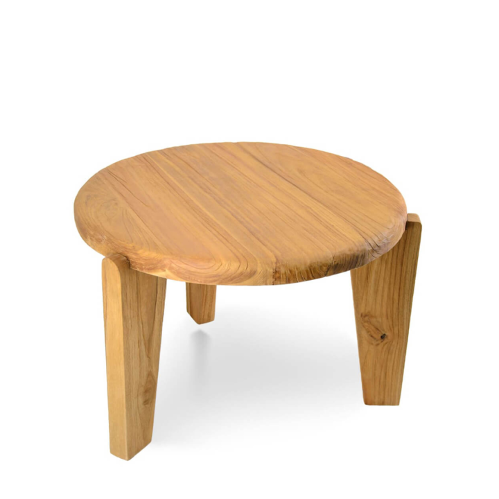 Table Basses en Teck Circulaire pour Salon Contemporain