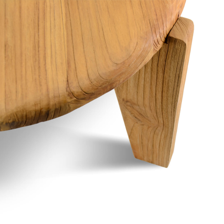 Table Basses en Teck Circulaire pour Salon Contemporain