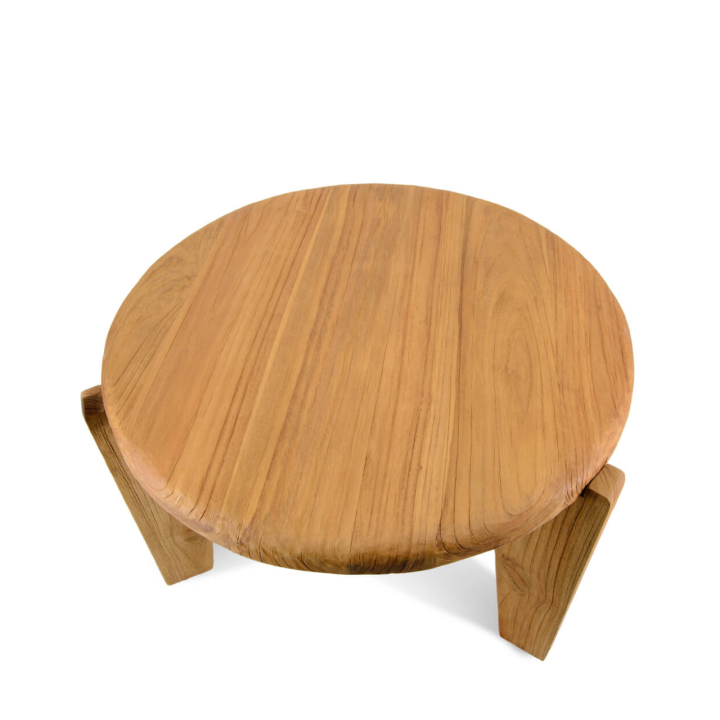 Table Basses en Teck Circulaire pour Salon Contemporain