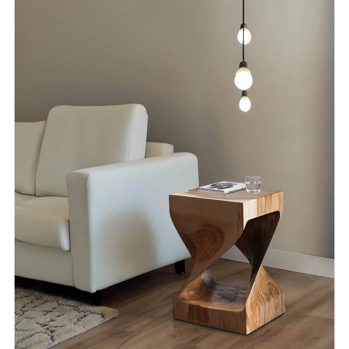 Table d'Appoint Carrées Bois Brut pour Salon Cette table d'appoint ...