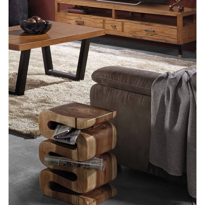 Table d'Appoint en Bois de Suar Fait Main Contemporain.