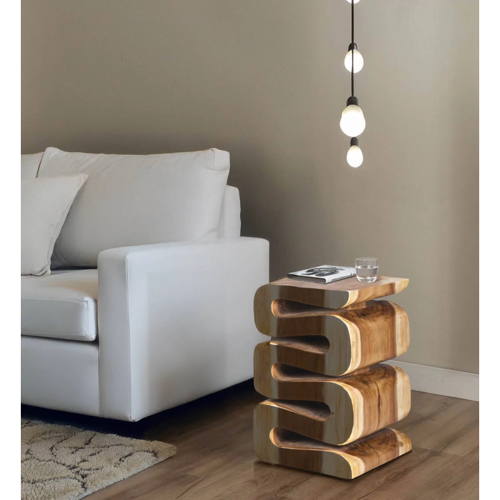 Table d'Appoint en Bois de Suar Fait Main Contemporain.