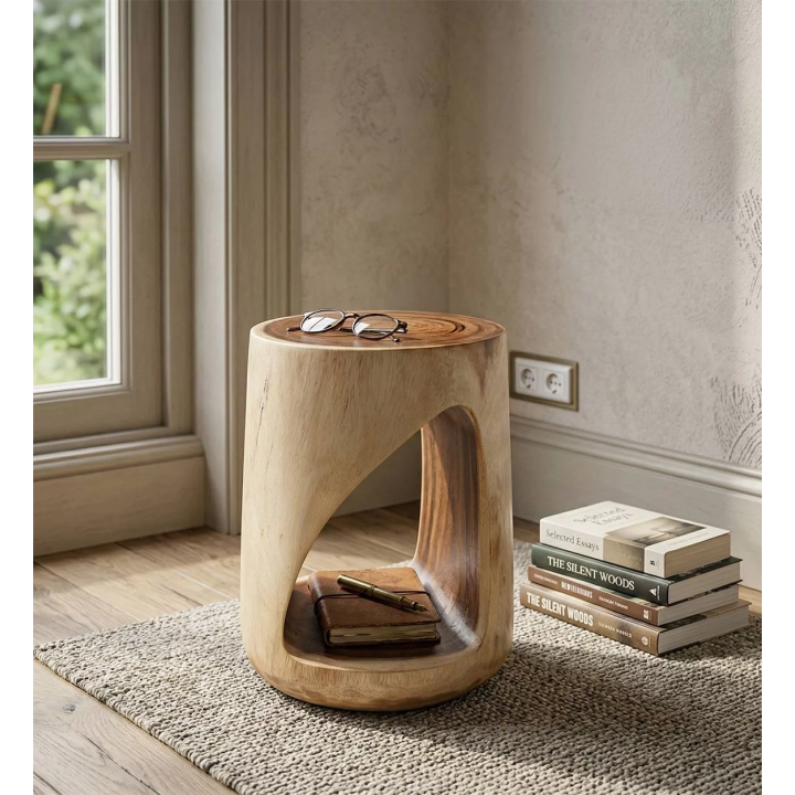 Table d'Appoint Rondes en Bois de Suar Courbé Cette table d'appoint...