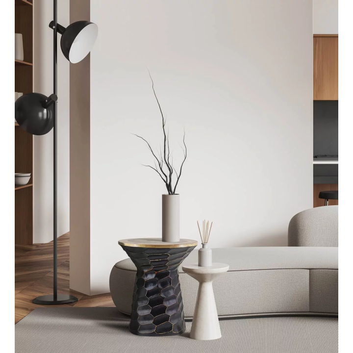 Table en Bois Massif avec Relief pour Salon Contemporain