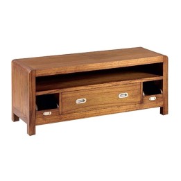 Meuble TV en Bois Massif avec 3 Tiros et 1 Espace de Rangement