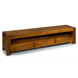 Meuble TV en Bois Massif avec 3 Tiroirs et 1 Espace de Rangement