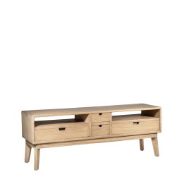 MEUBLE TV BOIS 4 TIROIRS 2 ESPACES DE RANGEMENT