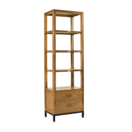 Bibliothèque en bois massif avec 2 tiroirs et 4 espaces de rangement