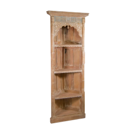 Bibliothèque d'angle sculptée en bois.